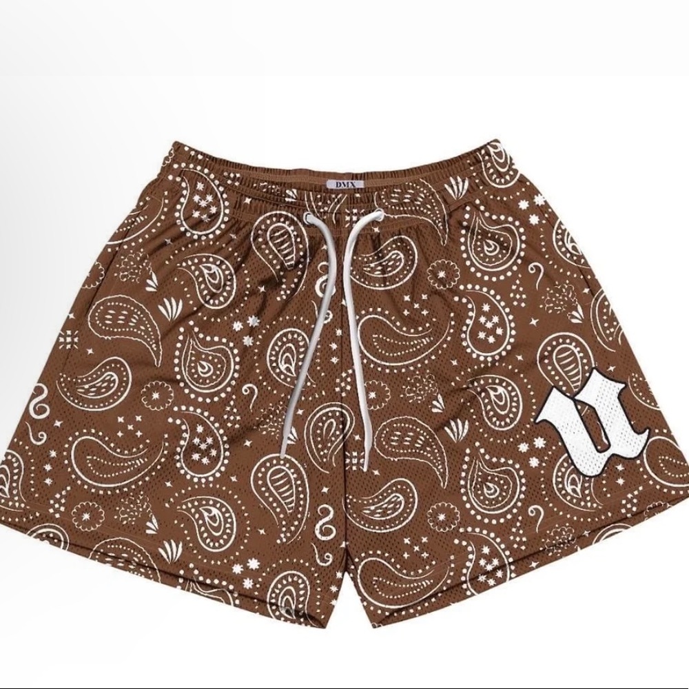 Unkwn Paisley Mesh Shorts - Brown
